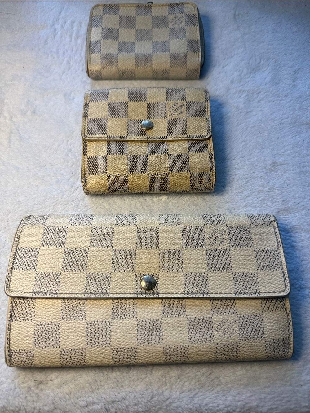 Project Pieces- Three Louis Vuitton Damier Azur wallets  (as is or for project)